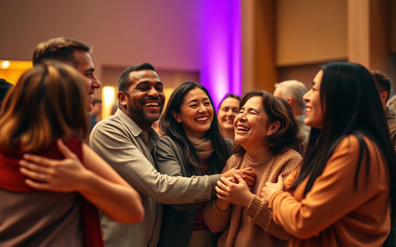 Members of Glory of God Ministries embracing in warm fellowship